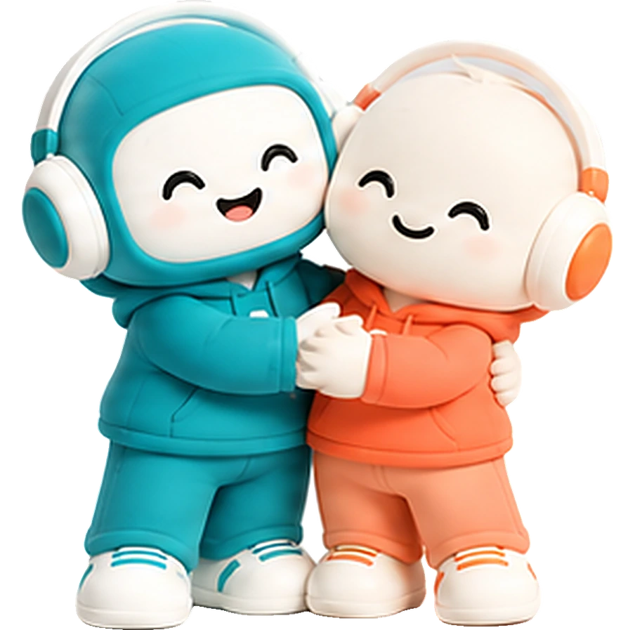 A, the A2B AI, and B stand together, arm in arm